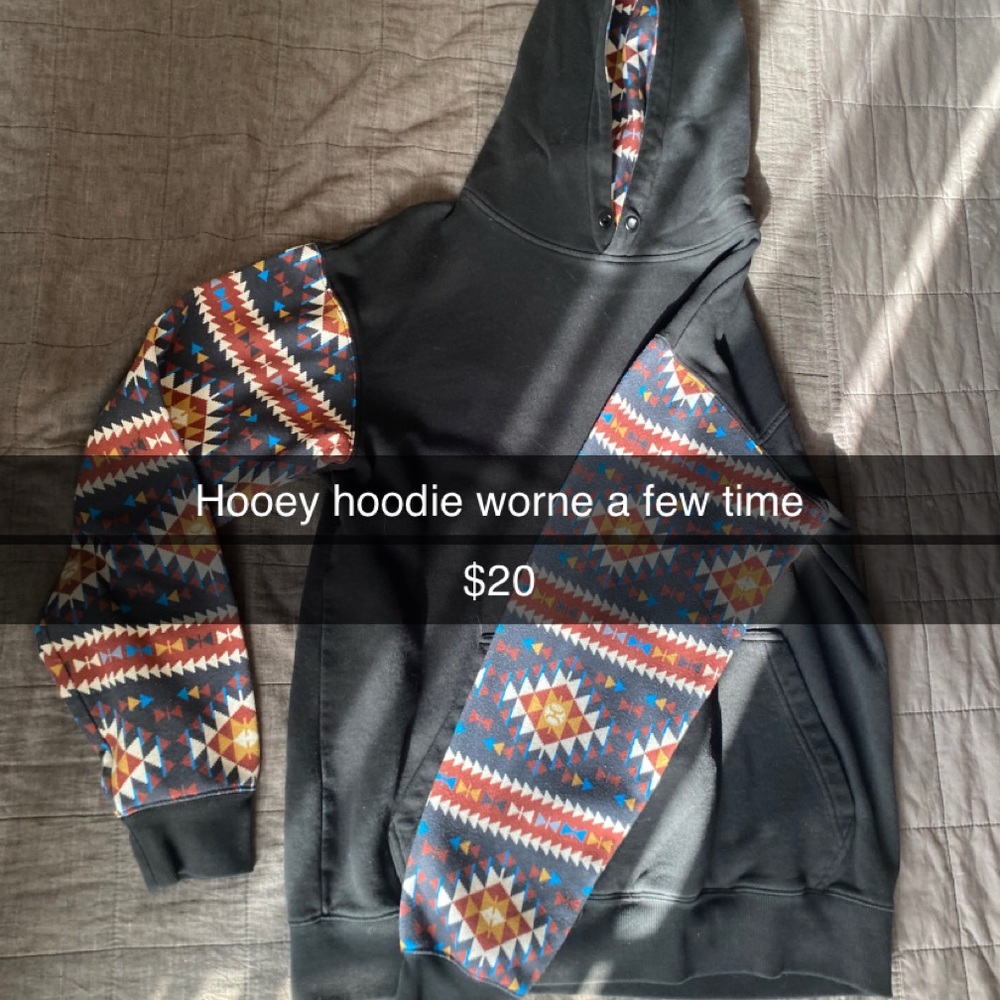 Hooey Black Hoodie with Colorful Patterned Sleeves